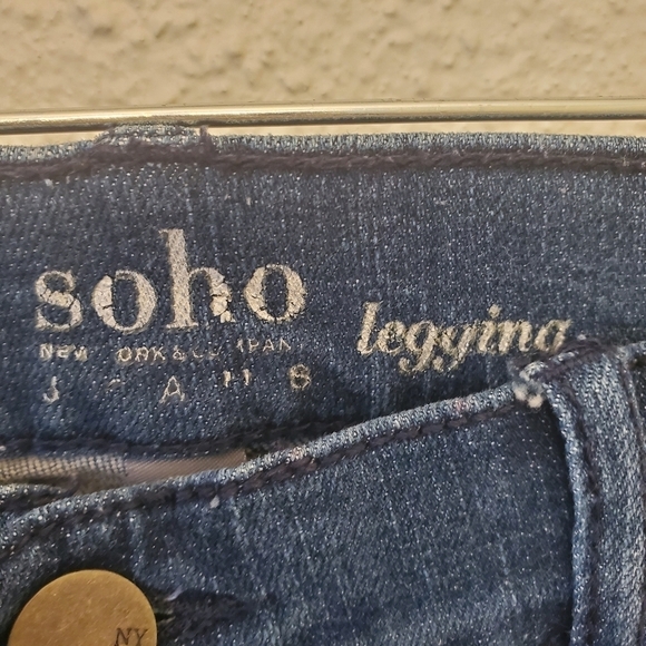 Soho Size 8 Cotton Blend Patchwork Leggins Stretchy Denin - Picture 3 of 13